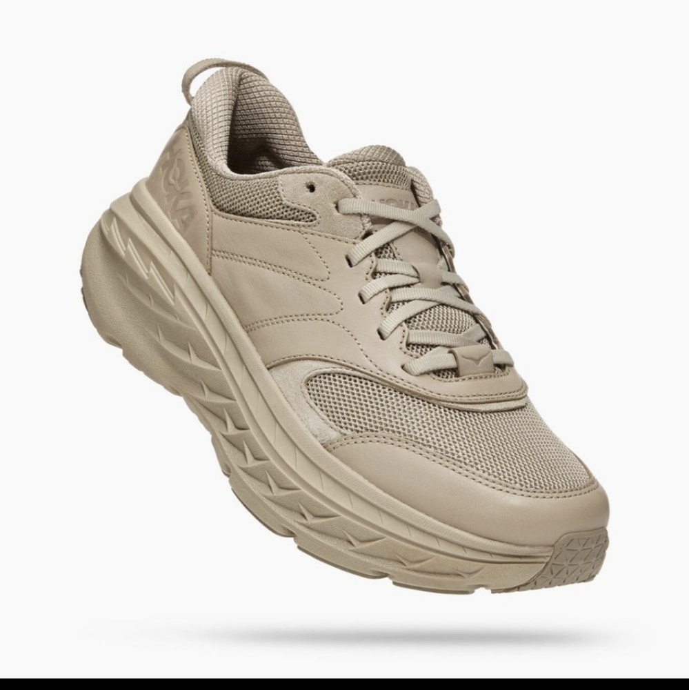 Hoka $170 Bondi L Oxford Tan Chunky Heel Sneaker Women's Size 8 / Men 7